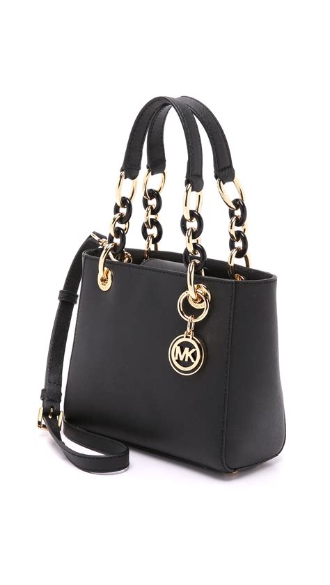 michael michael kors cynthia small satchel black|Michael Kors Cynthia Small Leather Satchel in Black .